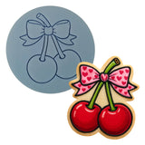 Cherry Pair Bow Cookie Cutter | Stamp | Stencil - SHARP EDGES - FAST Shipping - Choose Your Own Size! #1 Cookie Cutter Lady LITTLE - 3 Inches (7.62cm) Debosser ONLY 