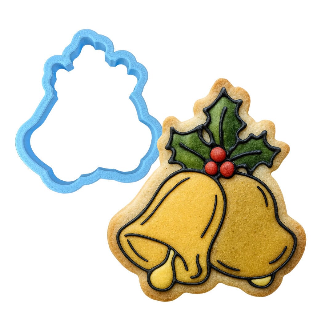 Christmas Bells Cookie Cutter | Stamp | Stencil #2 Xmas / Winter / NYE Cookie Cutter Lady MINI - 2 Inches (5cm) Cookie Cutter ONLY (Outline) 