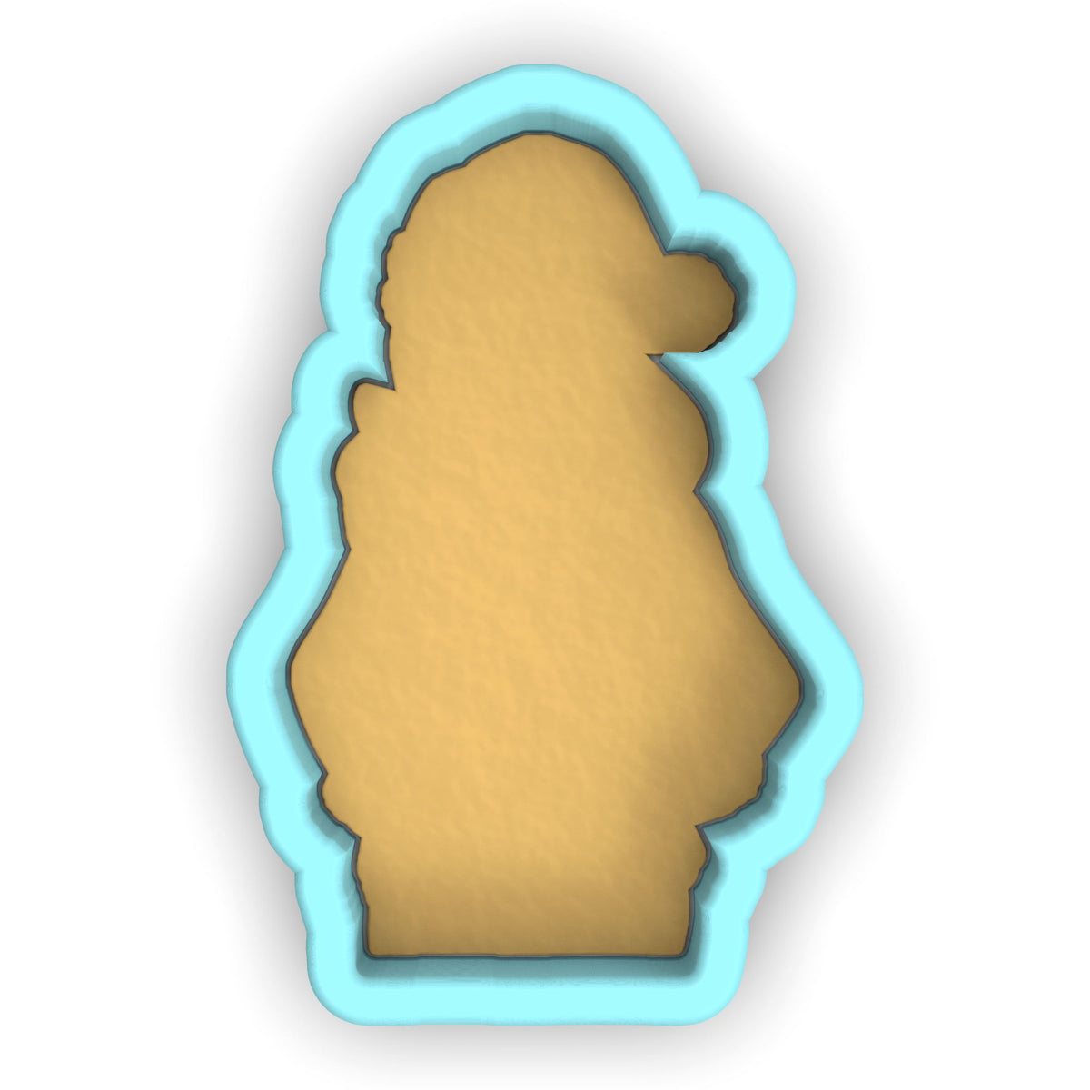 a cookie cutter with a cookie shaped like a teddy bear