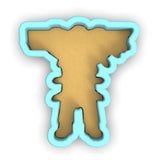 a 3d image of a letter t in gold and blue