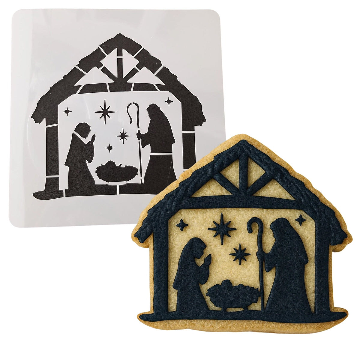 Christmas Nativity Cookie Cutter | Stamp | Stencil #2 Xmas / Winter / NYE Cookie Cutter Lady MINI - 2 Inches (5cm) Stencil ONLY 