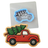 Christmas Tree Truck Cookie Cutter | Stamp | Stencil #3 Xmas / Winter / NYE Cookie Cutter Lady MINI - 2 Inches (5cm) **BUNDLE** Cutter + Stencil 