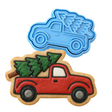 Christmas Tree Truck Cookie Cutter | Stamp | Stencil #3 Xmas / Winter / NYE Cookie Cutter Lady MINI - 2 Inches (5cm) **BUNDLE** Cutter + Stamp 