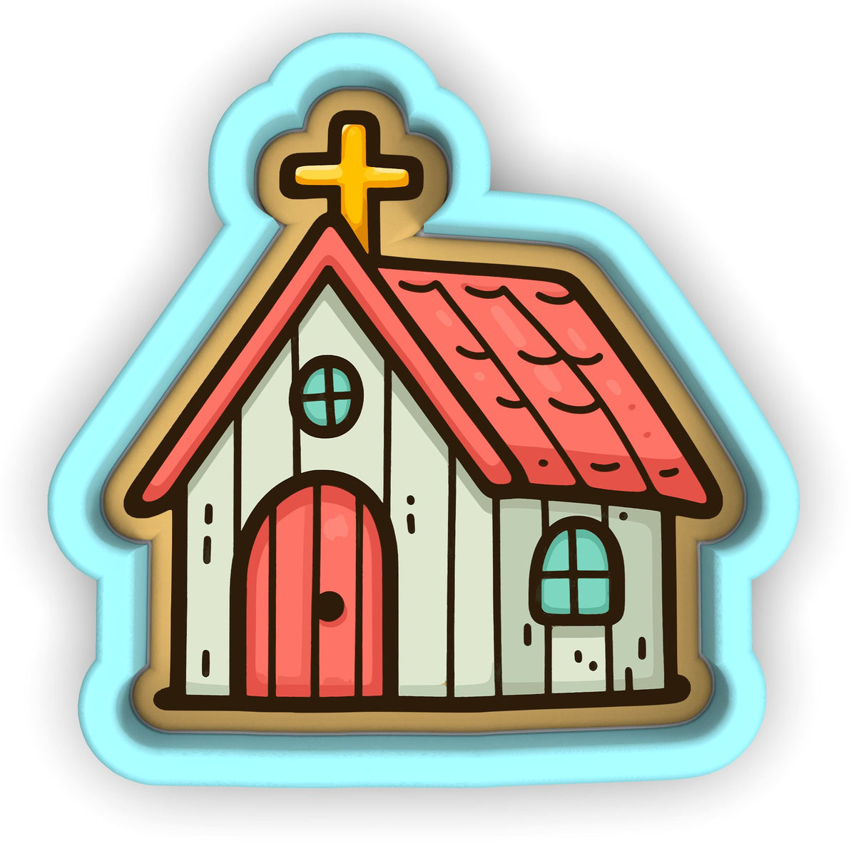 a small church with a cross on top of it
