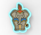 a picture of an elephant with a hat on its head