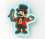 a sticker of a man with a mustache and top hat