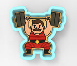 a cartoon of a man lifting a barbell