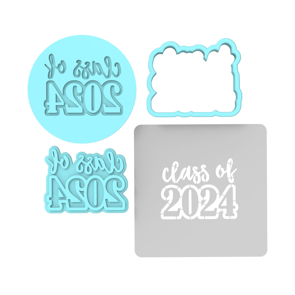 Class of 2024 Cookie Cutter | Stamp | Stencil #2C Wedding / Baby / V Day Cookie Cutter Lady MINI - 2 Inches (5cm) **FULL SET BUNDLE** Cutter + Stamp + Stencil + Debosser **BEST DEAL** 