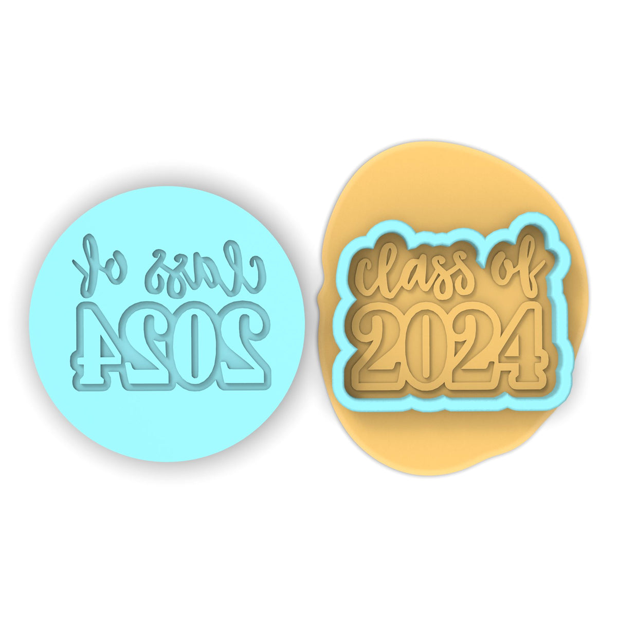 Class of 2024 Cookie Cutter | Stamp | Stencil #2C Wedding / Baby / V Day Cookie Cutter Lady MINI - 2 Inches (5cm) **BUNDLE** Cutter + Debosser 