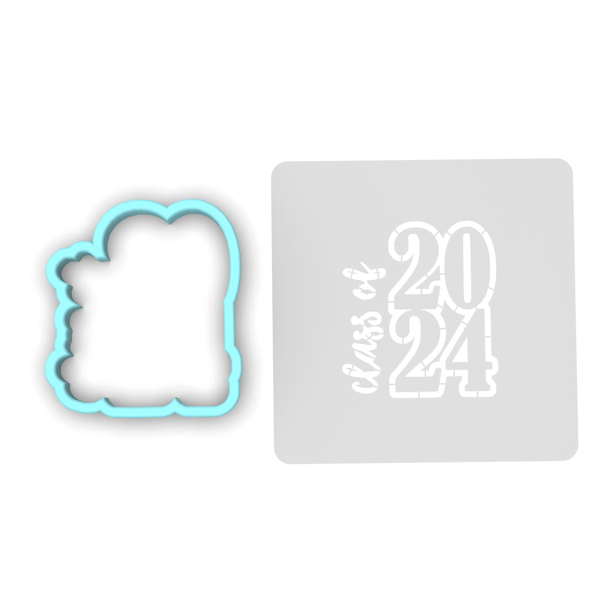 Class of 2024 Cookie Cutter | Stamp | Stencil #B Wedding / Baby / V Day Cookie Cutter Lady MINI - 2 Inches (5cm) **BUNDLE** Cutter + Stencil 