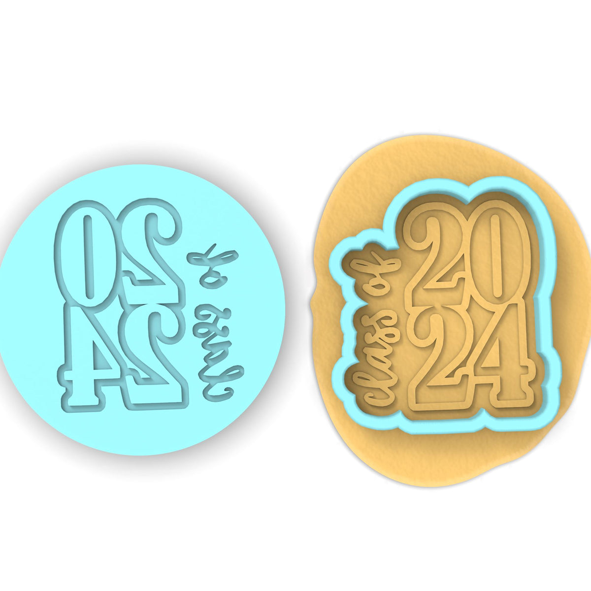 Class of 2024 Cookie Cutter | Stamp | Stencil #B Wedding / Baby / V Day Cookie Cutter Lady MINI - 2 Inches (5cm) **BUNDLE** Cutter + Debosser 