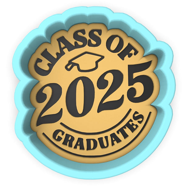 a blue and gold class of 202 graduate badge