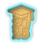 a graduation cap shaped cookie cutter with the number twenty five on it