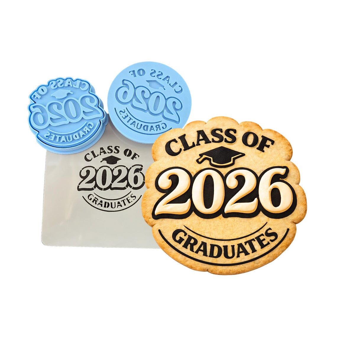 Class of 2026 Graduates 1 Cookie Cutter | Stamp | Stencil - SHARP EDGES - FAST Shipping - Choose Your Own Size! #1 Cookie Cutter Lady LITTLE - 3 Inches (7.62cm) **FULL SET BUNDLE** Cutter + Stamp + Stencil + Debosser **BEST DEAL** 