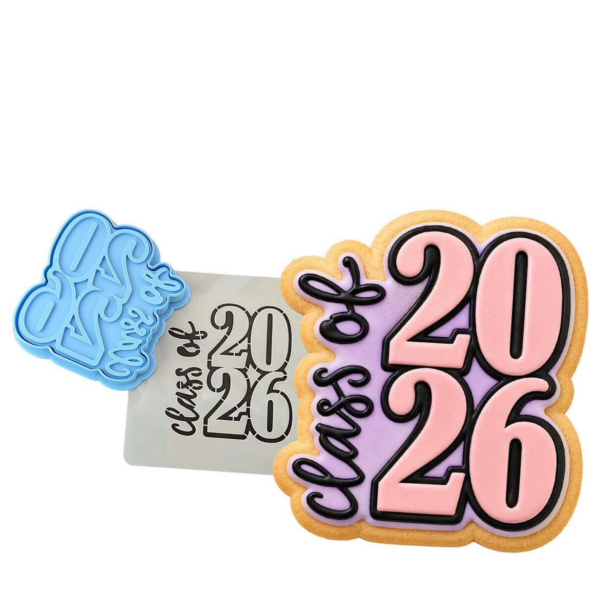 Class of 2026 Vert 2B Cookie Cutter | Stamp | Stencil - SHARP EDGES - FAST Shipping - Choose Your Own Size! #1 Cookie Cutter Lady LITTLE - 3 Inches (7.62cm) **BUNDLE** Cutter + Stamp + Stencil 