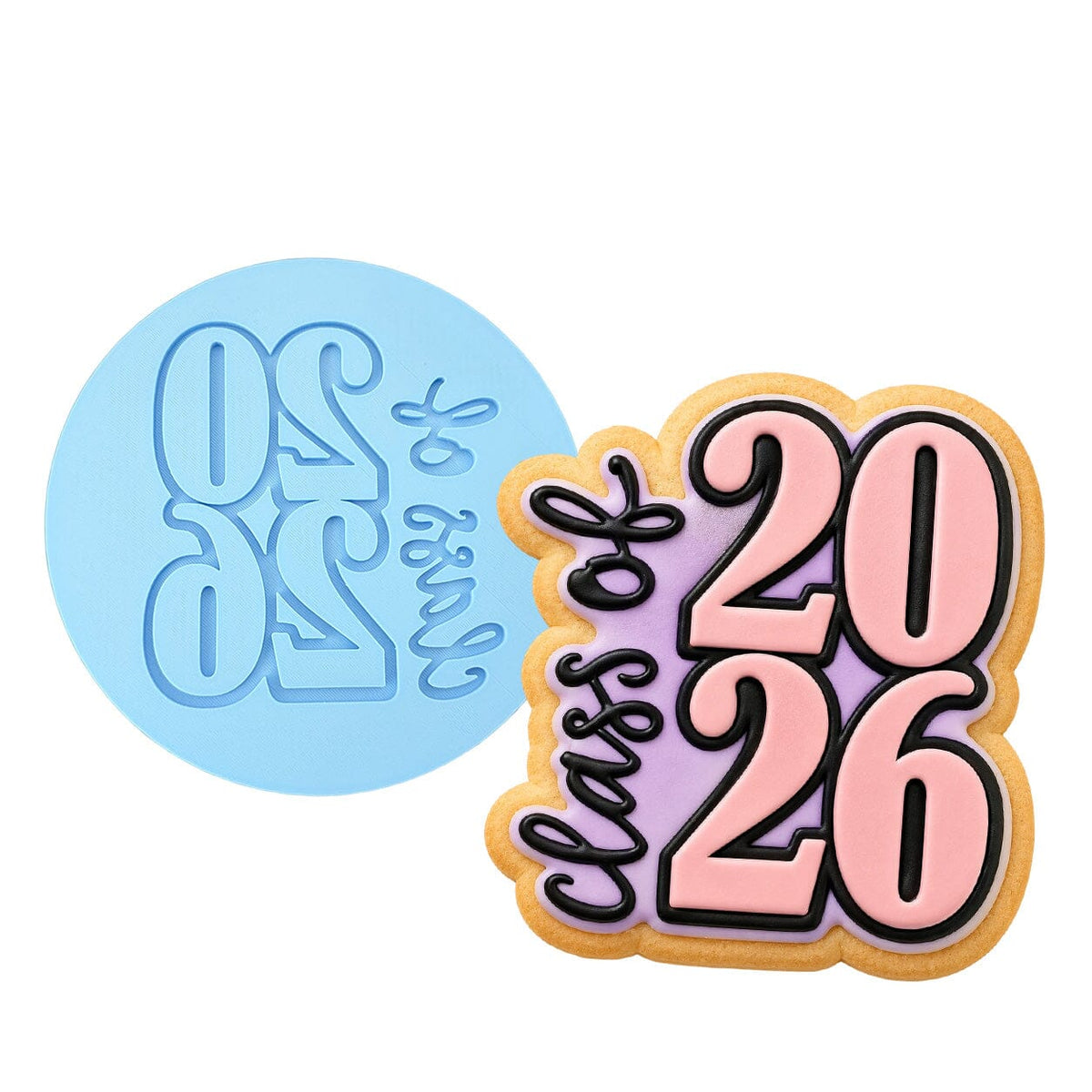 Class of 2026 Vert 2B Cookie Cutter | Stamp | Stencil - SHARP EDGES - FAST Shipping - Choose Your Own Size! #1 Cookie Cutter Lady LITTLE - 3 Inches (7.62cm) Debosser ONLY 