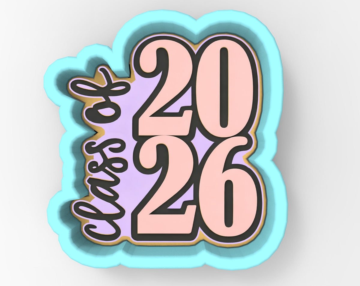 A 3D rendering of a graduation cap or mortarboard with the text "Class of 26" written on it.
