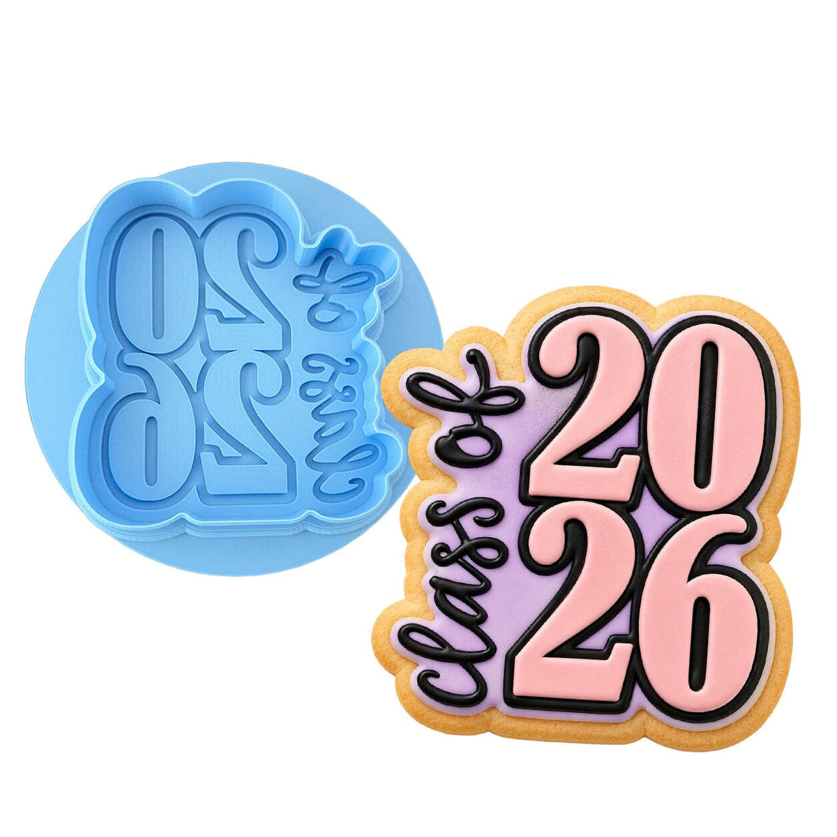 Class of 2026 Vert 2B Cookie Cutter | Stamp | Stencil - SHARP EDGES - FAST Shipping - Choose Your Own Size! #1 Cookie Cutter Lady LITTLE - 3 Inches (7.62cm) **BUNDLE** Cutter + Debosser 