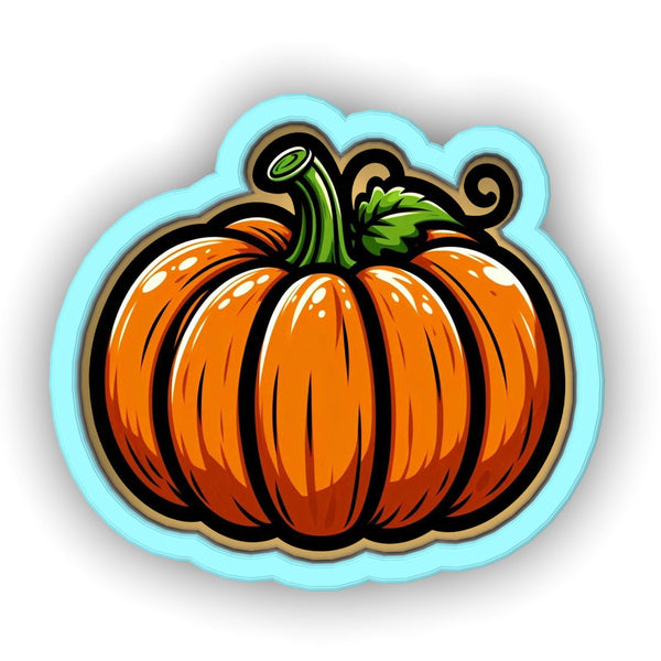 a sticker of a pumpkin on a white background