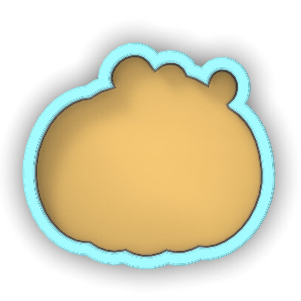 a cookie shaped like a bear with a blue outline