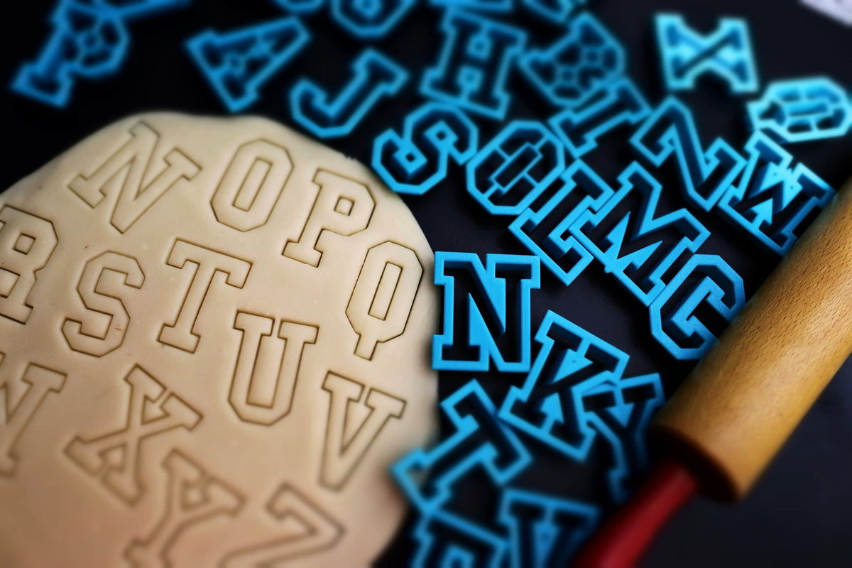 College Alphabet Cookie Cutter Set Letters/ Numbers/ Shapes Cookie Cutter Lady