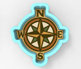 A compass rose with the cardinal directions labeled, including North, East, South, and West.