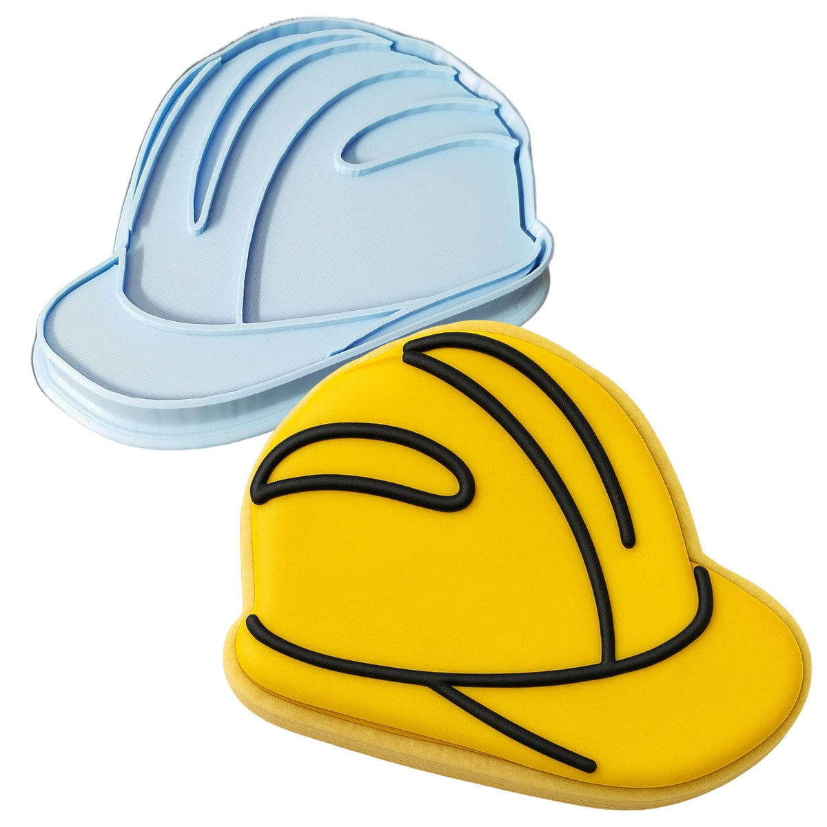a cookie with a hard hat on top of it