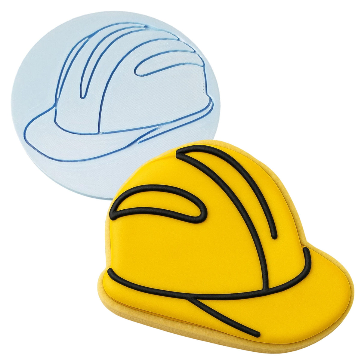 a cookie with a hard hat on top of it
