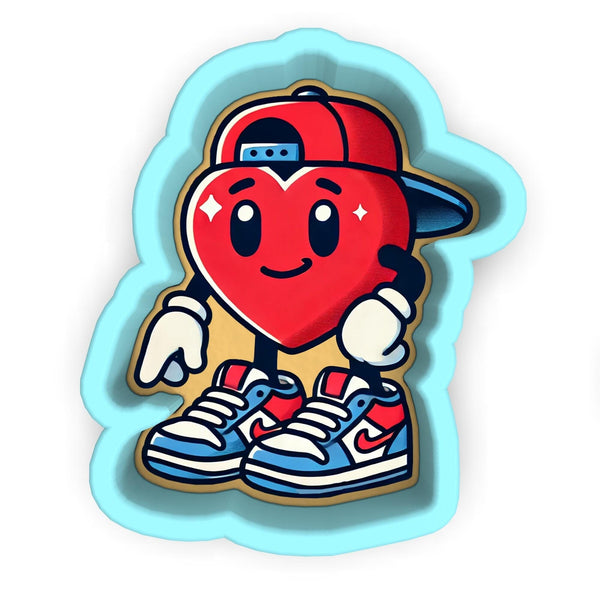 a sticker of a heart wearing a hat