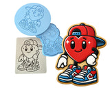 Cool Heart Backwards Hat Cookie Cutter | Stamp | Stencil - SHARP EDGES - FAST Shipping - Choose Your Own Size! #1 Cookie Cutter Lady LITTLE - 3 Inches (7.62cm) **FULL SET BUNDLE** Cutter + Stamp + Stencil + Debosser **BEST DEAL** 