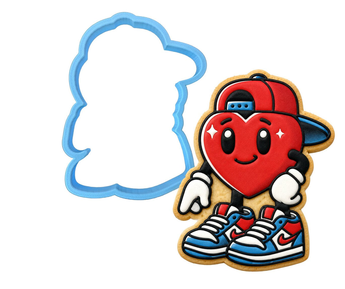 Cool Heart Backwards Hat Cookie Cutter | Stamp | Stencil - SHARP EDGES - FAST Shipping - Choose Your Own Size! #1 Cookie Cutter Lady LITTLE - 3 Inches (7.62cm) Cookie Cutter ONLY (Outline) 