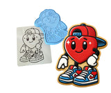 Cool Heart Backwards Hat Cookie Cutter | Stamp | Stencil - SHARP EDGES - FAST Shipping - Choose Your Own Size! #1 Cookie Cutter Lady LITTLE - 3 Inches (7.62cm) **BUNDLE** Cutter + Stamp + Stencil 
