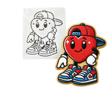 Cool Heart Backwards Hat Cookie Cutter | Stamp | Stencil - SHARP EDGES - FAST Shipping - Choose Your Own Size! #1 Cookie Cutter Lady LITTLE - 3 Inches (7.62cm) Stencil ONLY 