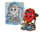 Cool Heart Backwards Hat Cookie Cutter | Stamp | Stencil - SHARP EDGES - FAST Shipping - Choose Your Own Size! #1 Cookie Cutter Lady LITTLE - 3 Inches (7.62cm) **BUNDLE** Cutter + Stencil 