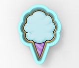 an ice cream cone with a blue top on a white background