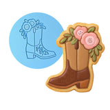 Cowgirl Boot with Roses Left Cookie Cutter | Stamp | Stencil - SHARP EDGES - FAST Shipping - Choose Your Own Size! #1 Cookie Cutter Lady LITTLE - 3 Inches (7.62cm) Debosser ONLY 