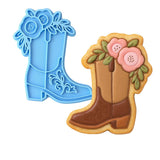 Cowgirl Boot with Roses Left Cookie Cutter | Stamp | Stencil - SHARP EDGES - FAST Shipping - Choose Your Own Size! #1 Cookie Cutter Lady LITTLE - 3 Inches (7.62cm) Stamp ONLY 