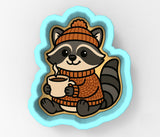 Cozy Raccoon with Coffee Cookie Cutter | Stamp | Stencil - SHARP EDGES - FAST Shipping - Choose Your Own Size! #1
