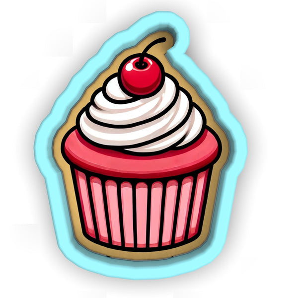 a cupcake with a cherry on top of it