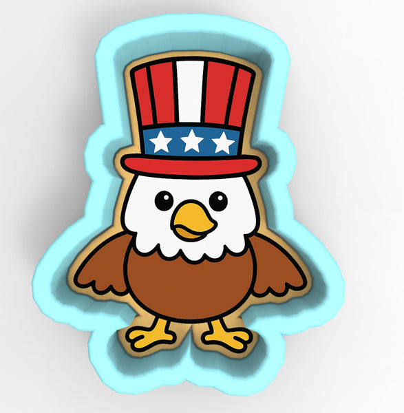 an eagle with a hat and stars on it