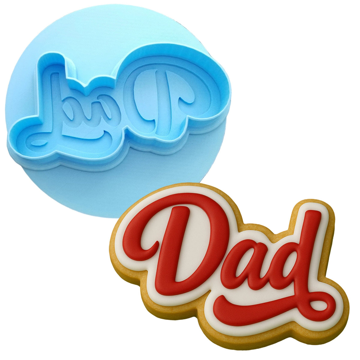 a cookie that says dad and a cookie that says dad