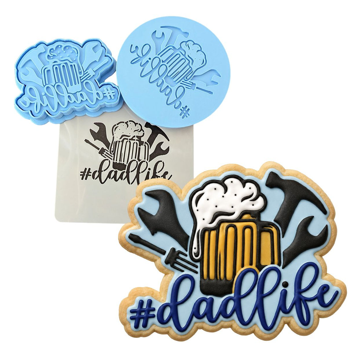 Dad Life Cookie Cutter | Stamp | Stencil #1 Cookie Cutter Lady MINI - 2 Inches (5cm) **FULL SET BUNDLE** Cutter + Stamp + Stencil + Debosser **BEST DEAL** 