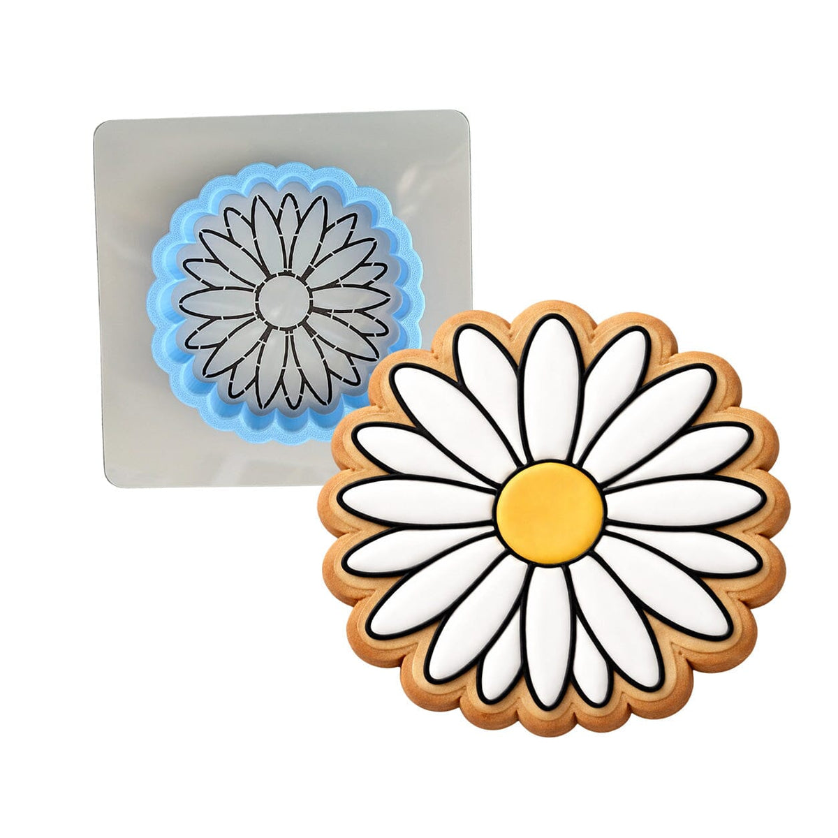 Daisy Flower Cookie Cutter | Stamp | Stencil #2 Animals & Dinosaurs Cookie Cutter Lady MINI - 2 Inches (5cm) **BUNDLE** Cutter + Stencil 