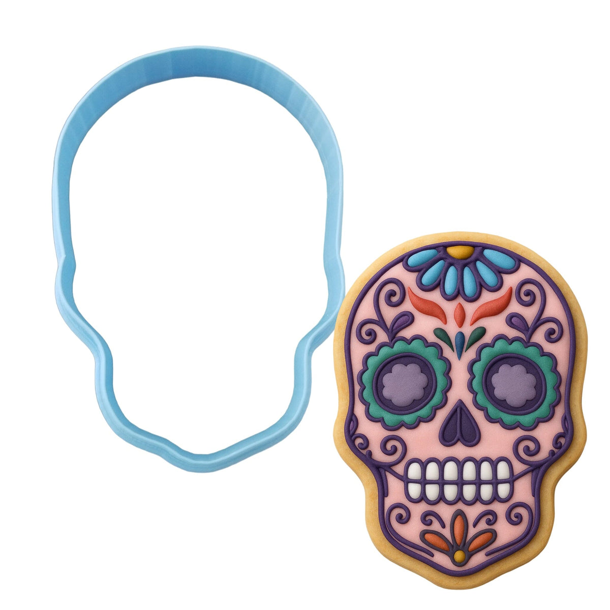 Day of the Dead Skull Cookie Cutter | Stamp | Stencil #1 Halloween / Fall Cookie Cutter Lady 