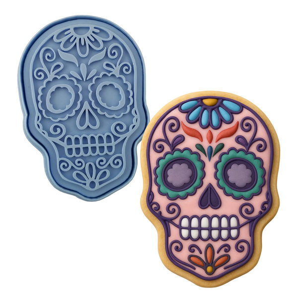 Day of the Dead Skull Cookie Cutter | Stamp | Stencil #1 Halloween / Fall Cookie Cutter Lady 