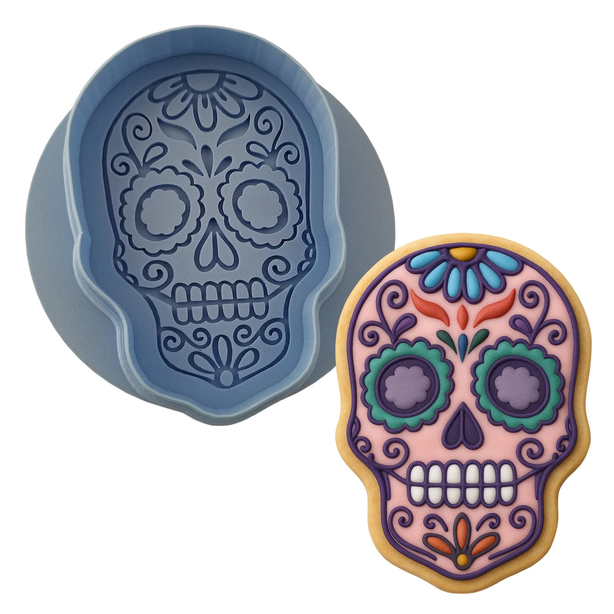 Day of the Dead Skull Cookie Cutter | Stamp | Stencil #1 Halloween / Fall Cookie Cutter Lady 