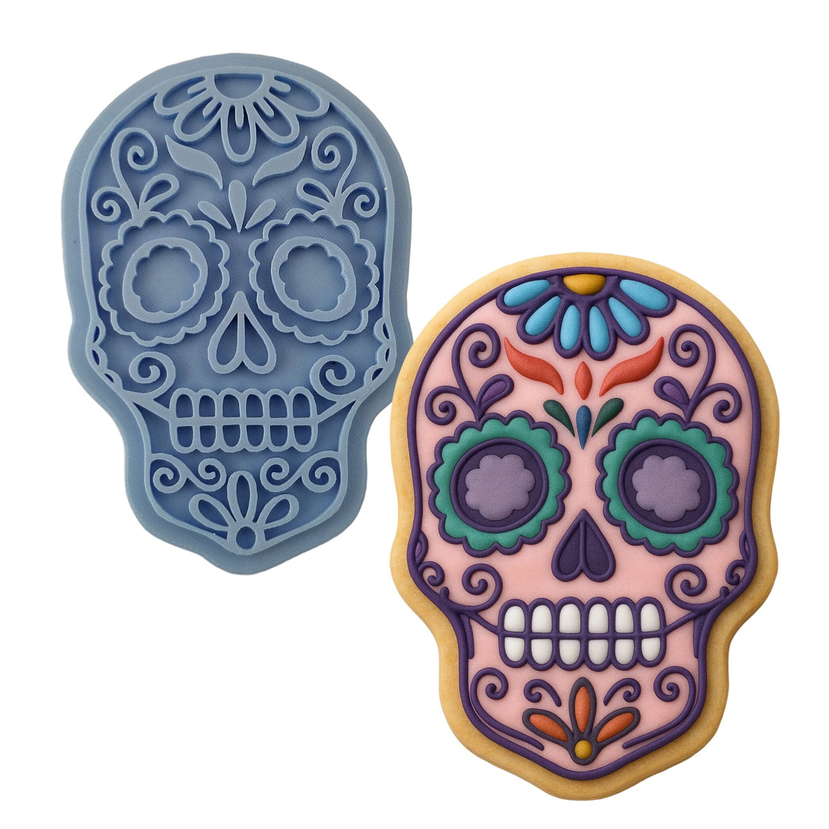 Day of the Dead Skull Cookie Cutter | Stamp | Stencil #1 Halloween / Fall Cookie Cutter Lady 