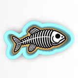 a skeleton fish is in the shape of a thought bubble