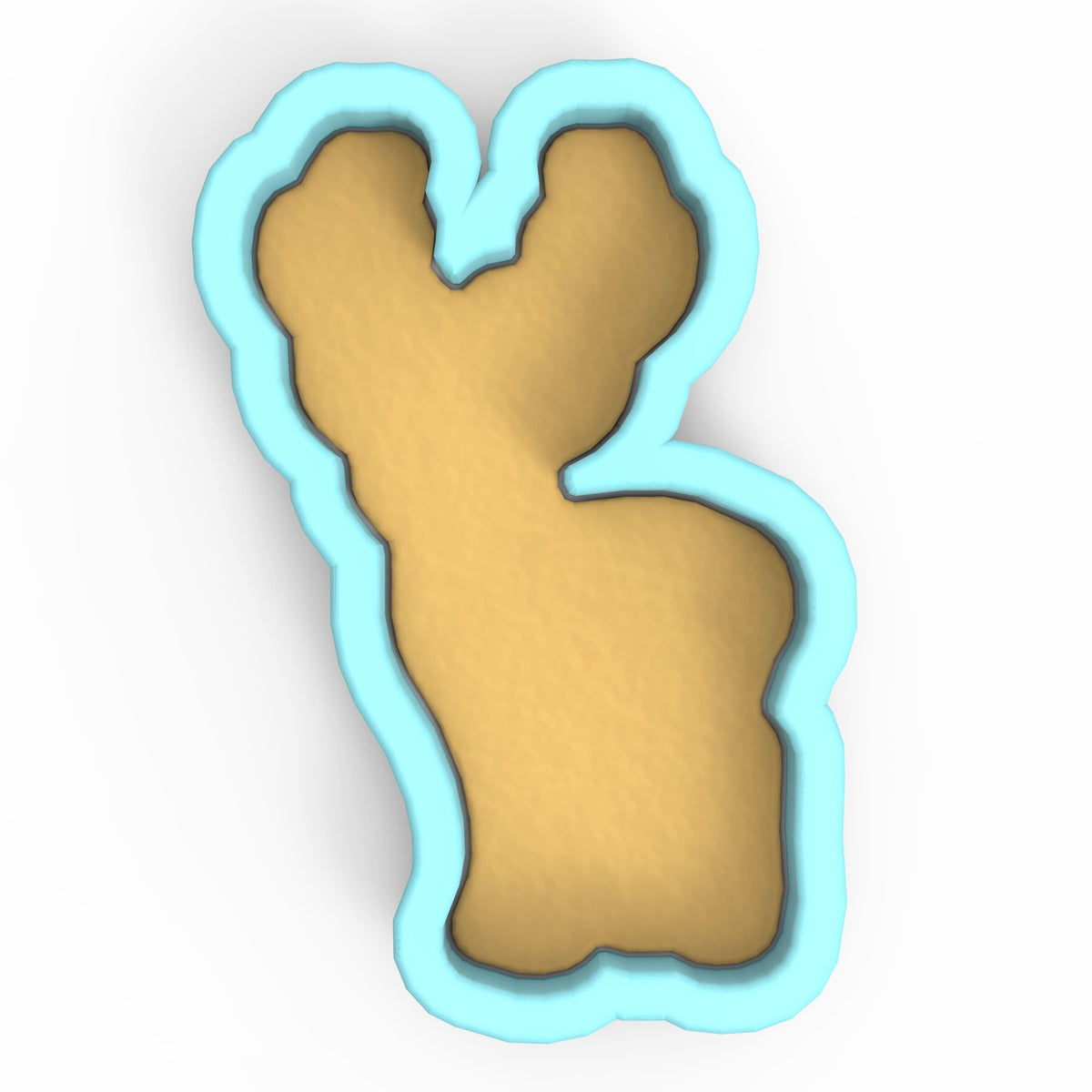 a cookie cutter shaped like a rabbit on a white background