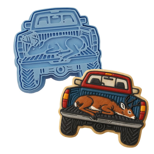 Deer in the Truck Cookie Cutter | Stamp | Stencil - SHARP EDGES - FAST Shipping - Choose Your Own Size! #1 Cookie Cutter Lady 
